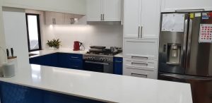 blue white kitchen design